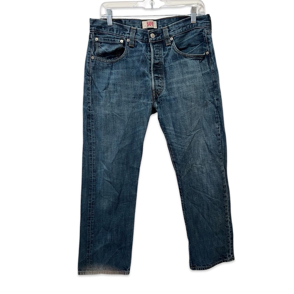 Levis 501 Original Straight Leg Jeans Mens 33x30 Blue Denim Button Fly 005010422